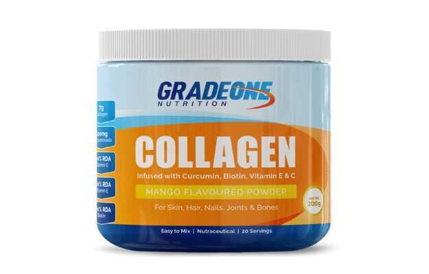 Gradeone Nutrition Hydrolysed Collagen Powder Supplement For Men & Women -Type 1, Marine, Vitamins, Biotin, Curcumin & Amino Acids Collagen Peptides Powder For Glowing Skin, Stronger Nails, Hair & Joints