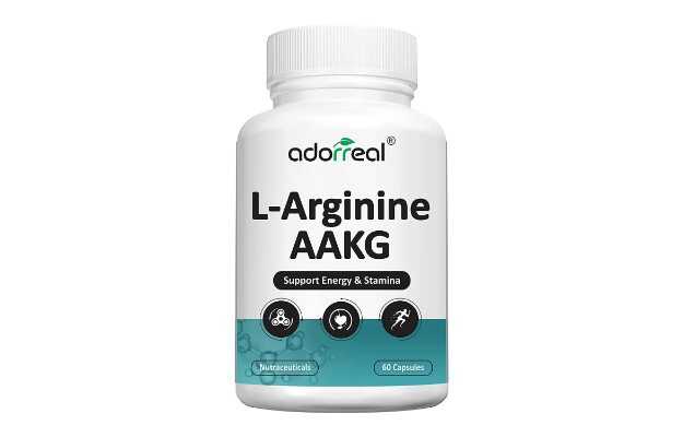 Adorreal L Arginine Supplement, Nitric Oxide Supplement for Muscle Growth, Stamina, Recovery, Immune Booster and Energy Capsules (60)