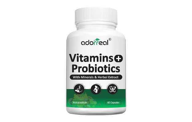 Adorreal Multivitamin with Probiotics, With Vitamin C, Vitamin B, Vitamin D, Zinc, Supports Immunity and Gut health, For Men and Women Capsules (60)
