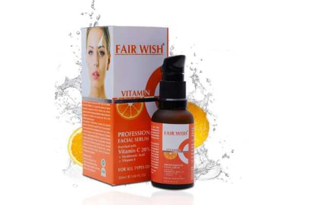 Fair Wish Vitamin C 20% Facial Serum for Skin Whitening and Face Brightening lightening With Vitamin E, Hyaluronic Acid and Aloe Vera 30 ML