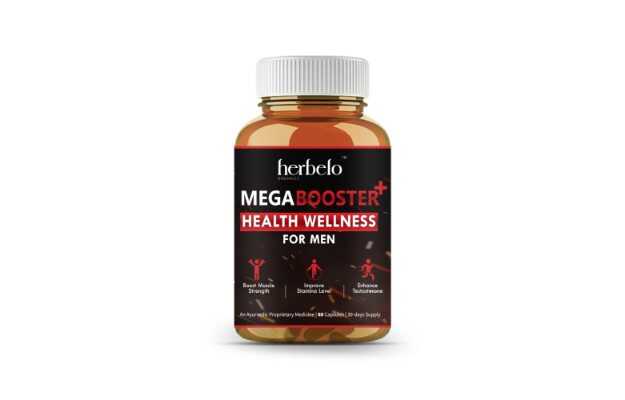 Herbelo Organics MenS Health Wellness Megabooster+ Ayurvedic Formula Capsules (60)