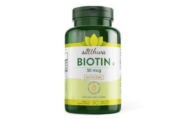 Satthwa Biotin With Zinc For Hair, Nails & Skin Veg Capsules (90)