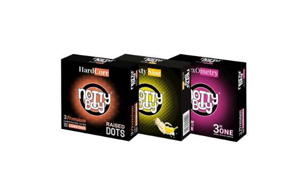 NottyBoy 3 in One Ribbed Dotted Contour, Extra Thin Banana Flavoured ...