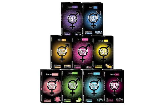 NottyBoy Honeymoon Mixed Variety Pack Condoms - Ultra Ribbed, 1500 Dots ...