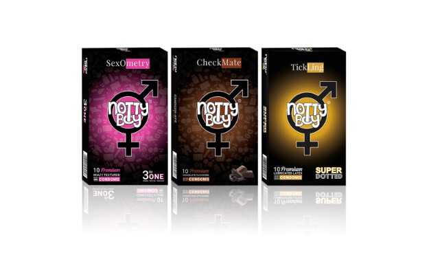NottyBoy Chocolate Flavoured, Ribbed, Extra Dotted 1500 Dots Condoms - 30 Units