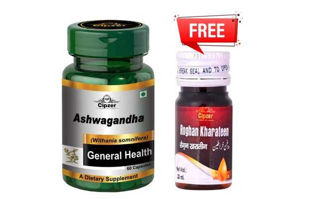Ashwagandha 60 capsule + Roghan kharateen 20ml (free)