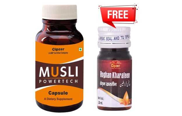 Musli power tech 60 capsule + Roghan kharateen (free)