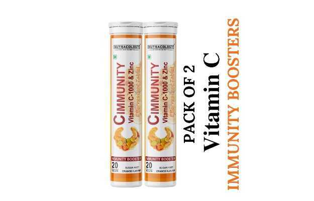 Nutracology Cimmunity Vitamin C 1000mg and Zinc Effervescent Tablet (20) Pack of 2
