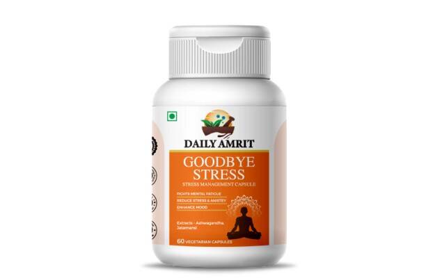 Daily Amrit Goodbye Stress Capsule Pack of 1, 60 capsules - Relive Stress & Anxiety Support