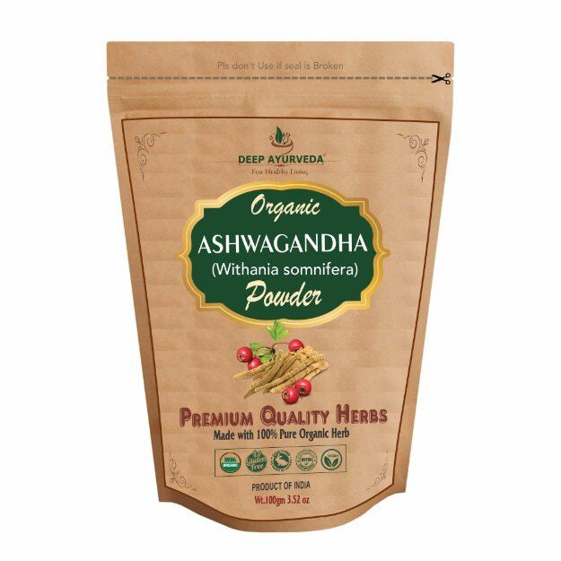 Deep Ayurveda Organic Ashwagndha Powder (Withania somnifera) 100gm