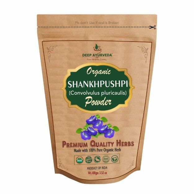 Deep Ayurveda Organic Shankhapuspi Powder (Convolvulus pluricaulis) 100gm