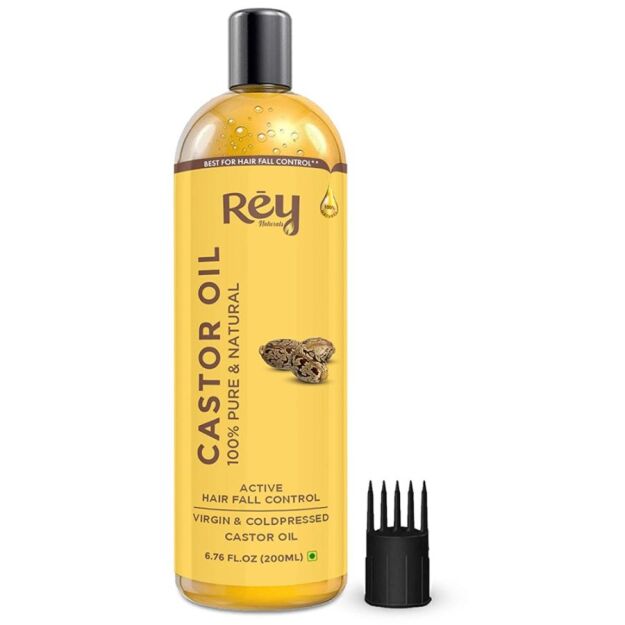 Rey Naturals Castor Oil for Skin Care, Hair Growth (Arandi Oil),Premium Cold Pressed,Pure & Virgin Grade - 200 ML