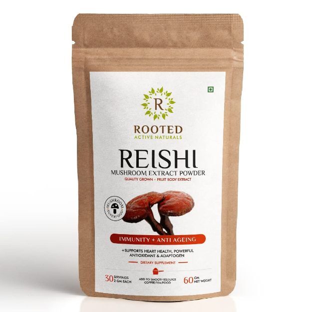 Rooted Active Natural Reishi Mushroom (Ganoderma) Extract Powder 60gm