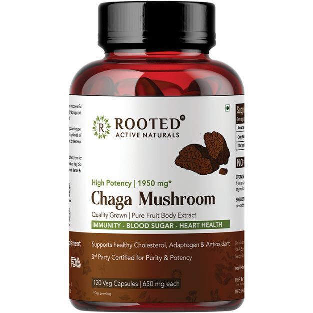 Rooted Active Natural Chaga Mushroom Extract Capsules (120)