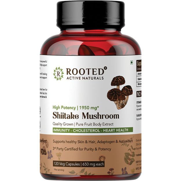 Rooted Active Natural Shiitake Mushroom Extract Capsules (120)