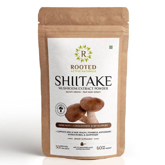Rooted Active Natural Shiitake Mushroom Extract Powder 60gm