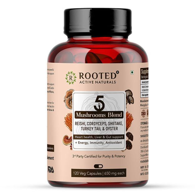 Rooted Active Natural 5 Mushrooms Blend Capsule (120)