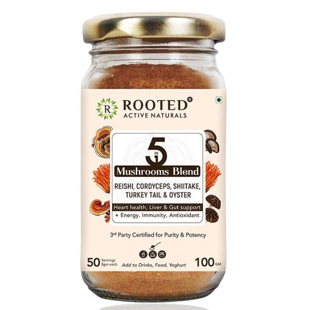 Rooted Active Natural 5 Mushrooms Blend Powder 100gm