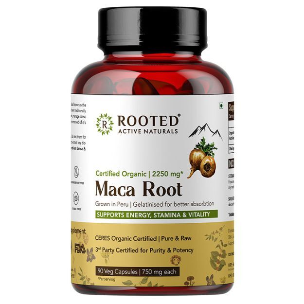 Rooted Active Natural Certified Organic Peruvian Maca Root Capsule (120)