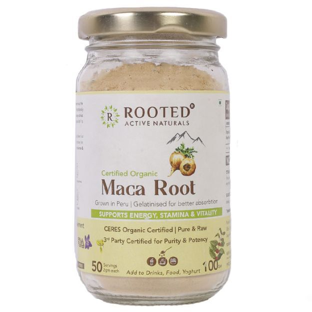 Rooted Active Natural Certified Organic – Peruvian Raw Maca Root Powder 100gm
