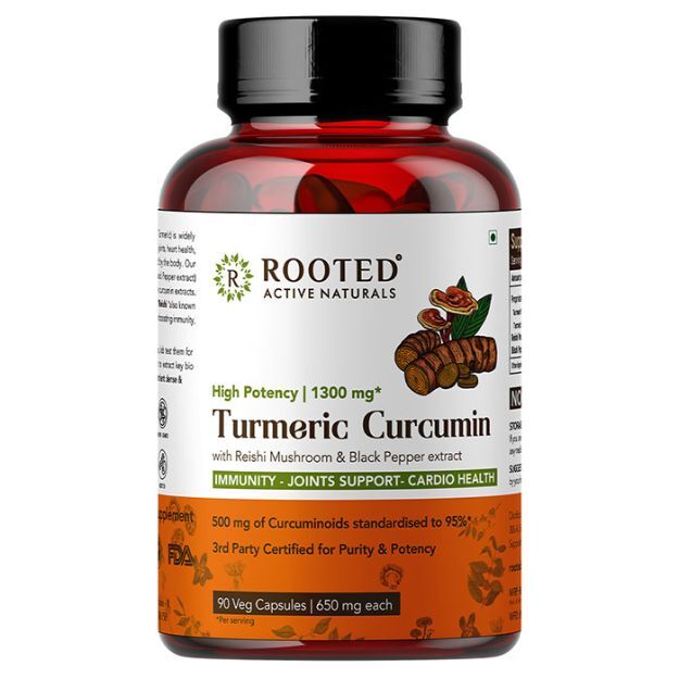 Rooted Active Natural Turmeric Curcumin with Black pepper extract Capsules (120)