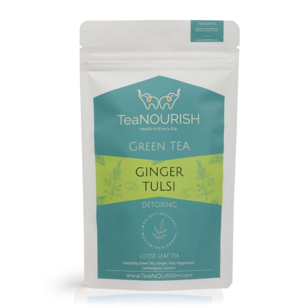 TeaNOURISH Ginger Tulsi Green Tea 100gm_0