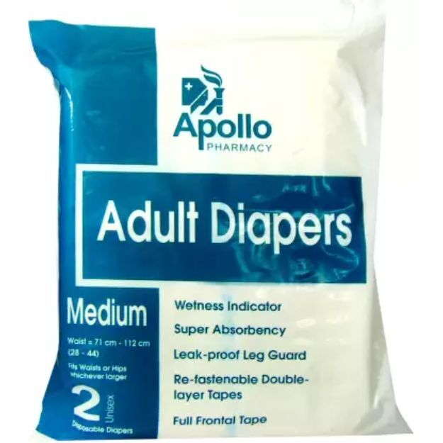 Apollo Pharmacy Adult Diapers Medium 2'S