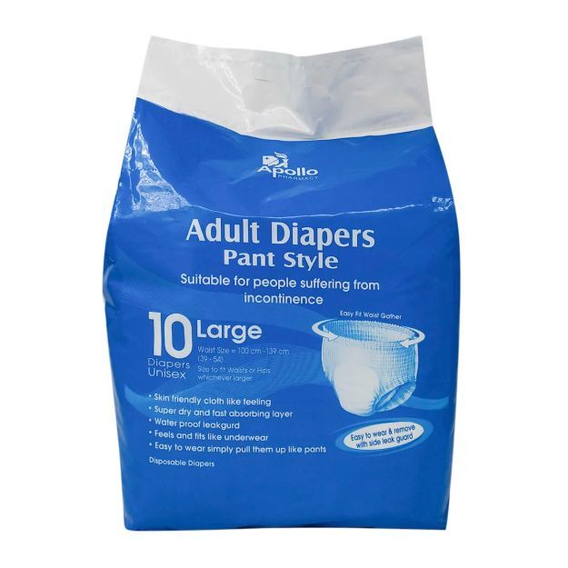 Apollo Pharmacy Adult Diapers Pant Style (L) 10'S