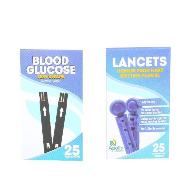 Apollo Pharmacy Blood Gluco (Strips+Lancets) Apg01 25'S