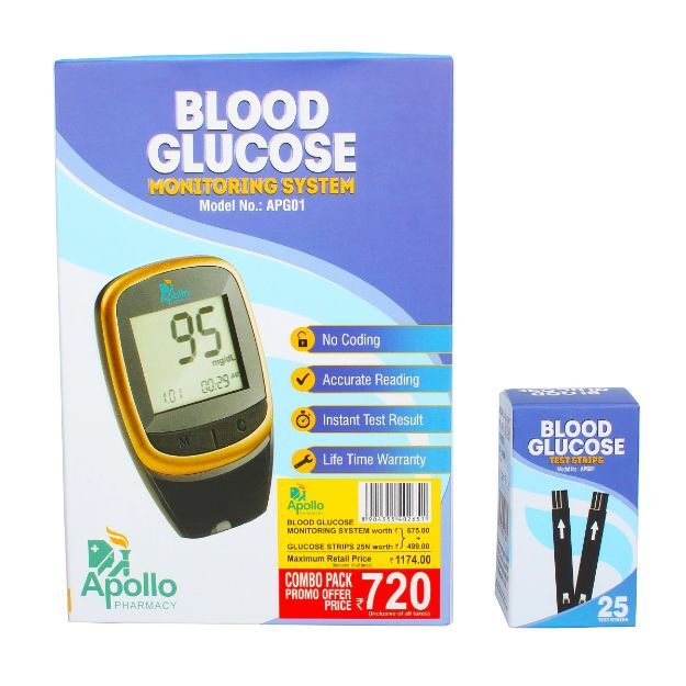 Apollo Pharmacy Blood Glucose Monit Sys+25 Strips Apg01