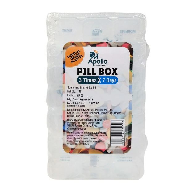 Apollo Pharmacy Pill Box Rectangle 3X7 Days