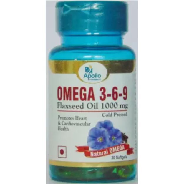Apollo Pharmacy Omega 3-6-9 Veg Softgel Capsule 1000mg (30)