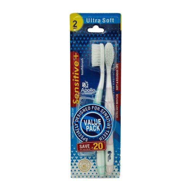 Apollo Pharmacy Value Pack Sensitive Plus Toothbrush 2 Units