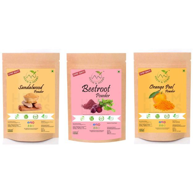 Heem & Herbs Sandalwood Orangepeel Beetroot Powder Pack Of 3