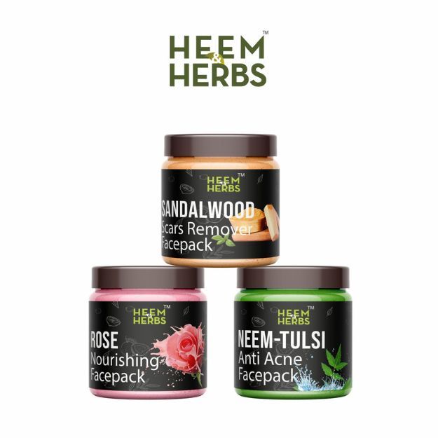 Heem & Herbs Sandalwood Rose Neem-Tulsi Facepack Pack Of 3