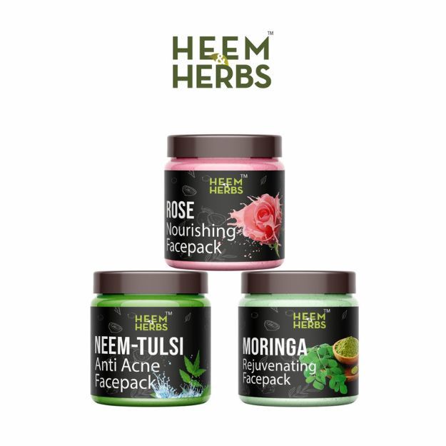 Heem & Herbs Moringa Rose Neem-Tulsi Facepack Pack Of 3