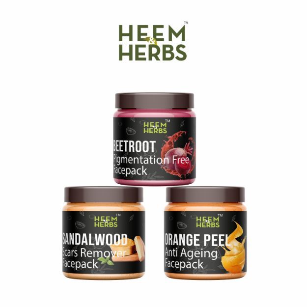 Heem & Herbs Beetroot Sandalwood Orangepeel Facepack Pack Of 3