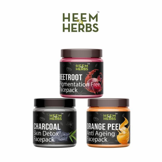 Heem & Herbs Charcoal Beetroot Orangepeel Facepack Pack Of 3