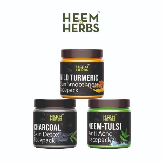 Heem & Herbs Charcoal Wildturmeric Neem-Tulsi Facepack Pack Of 3