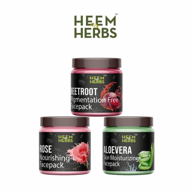 Heem & Herbs Beetroot Rose Aloevera Facepack Pack Of 3