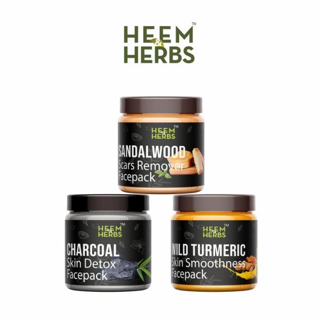 Heem & Herbs Sandalwood Charcoal Wild Turmeric Facepack Pack Of 3