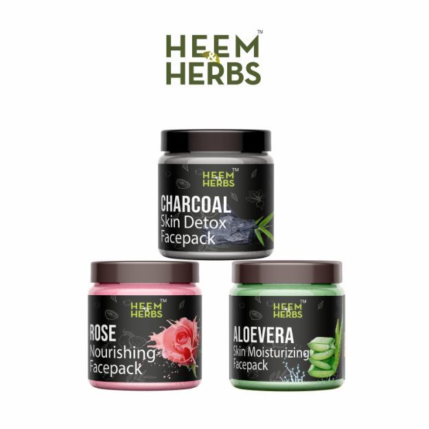 Heem & Herbs Charcoal Rose Aloevera Facepack Pack Of 3
