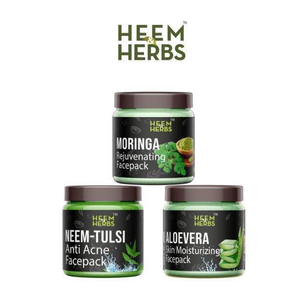 Heem & Herbs Moringa Aloevera Neem-Tulsi Facepack Pack Of 3
