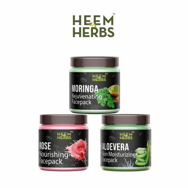 Heem & Herbs Moringa Aloevera Rose Facepack Pack Of 3