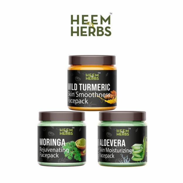 Heem & Herbs Wild Turmeric Moringa Aloevera Facepack Pack Of 3