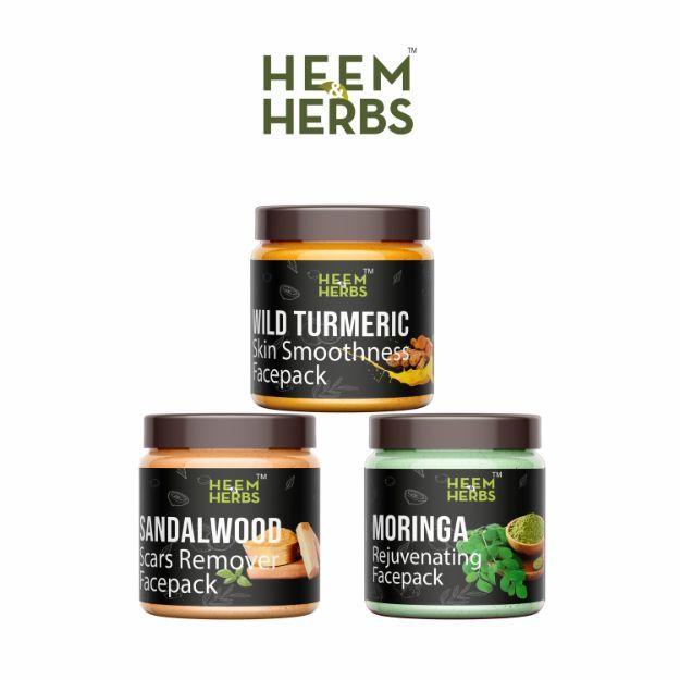 Heem & Herbs Wild Turmeric Sandalwood  Moringa  Facepack Pack Of 3