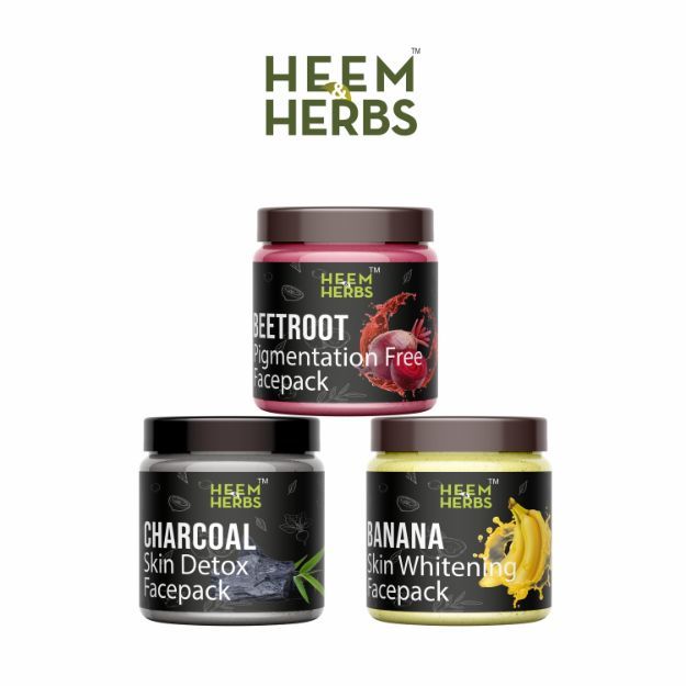 Heem & Herbs Beetroot Charcoal Banana Facepack Pack Of 3