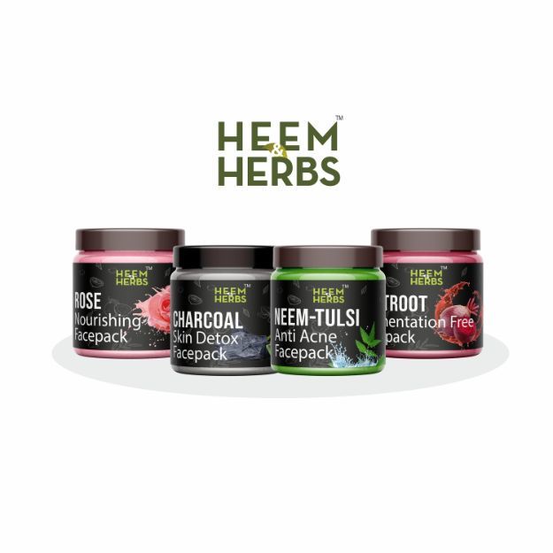 Heem & Herbs Rose Charcoal Neem-Tulsi Beetroot Facepack Pack Of 4