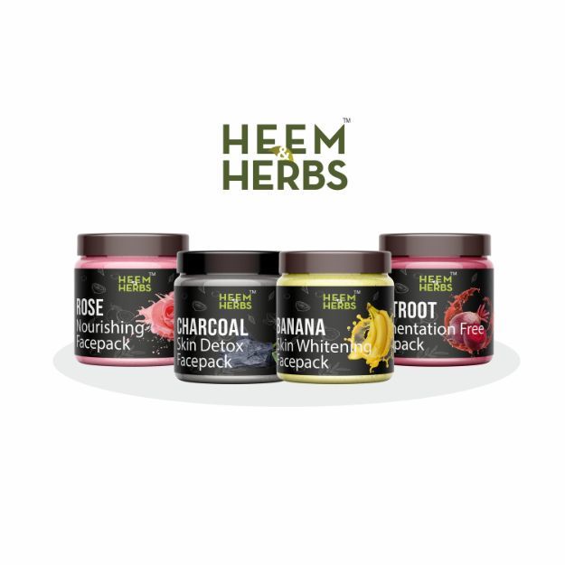 Heem & Herbs Rose Charcoal Beetroot Banana Facepack Pack Of 4