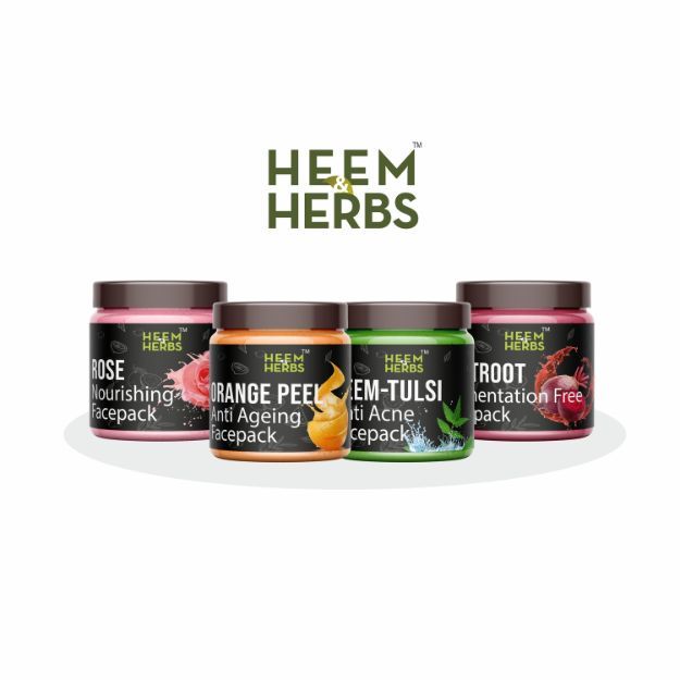 Heem & Herbs Rose Orangepeel Neem-Tulsi Beetroot Facepack Pack Of 4